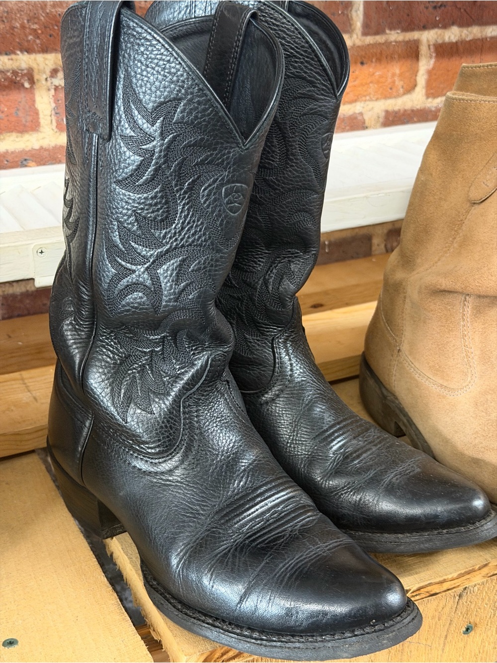 Ariat Black Embossed Leather Western Boots